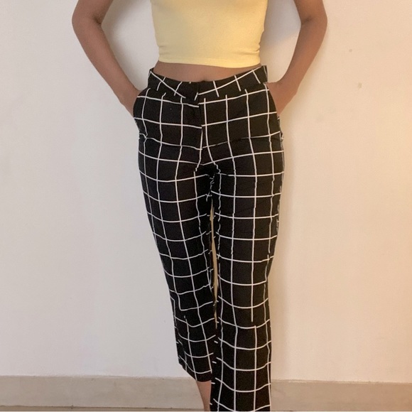 Vero Moda Pants - Vero moda Cotton checked pants / checker trousers
